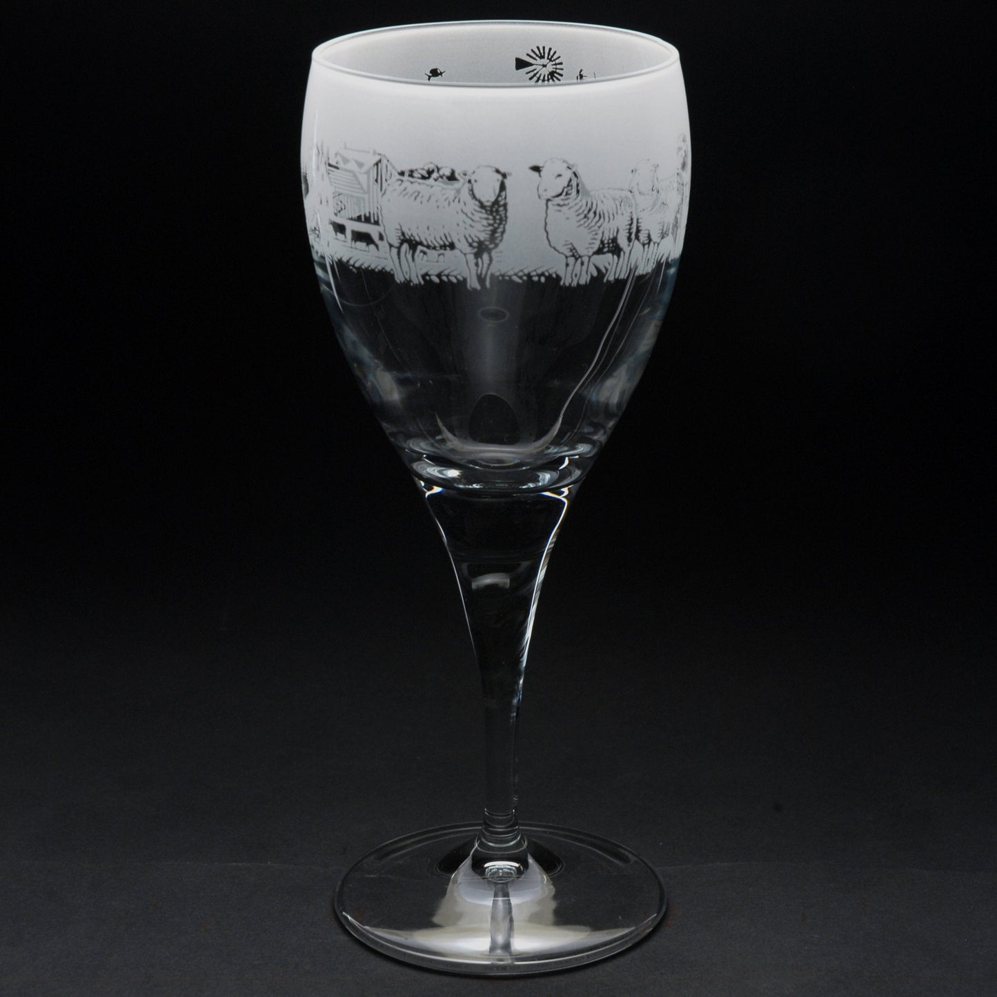 Farm Animals Crystal Wine Glass - Hand Etched/Engraved Gift