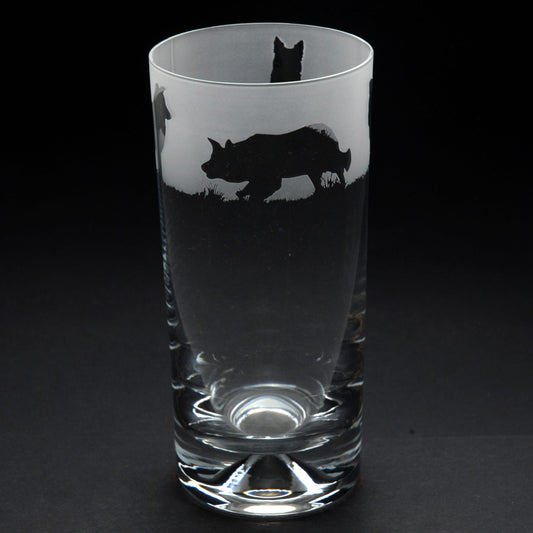 Border Collie Dog Highball Glass - Hand Etched/Engraved Gift