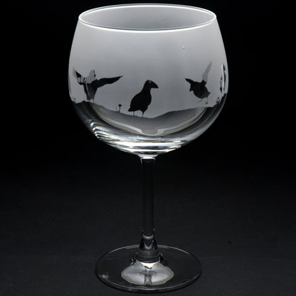 Puffin Gin Cocktail Glass - Hand Etched/Engraved Gift