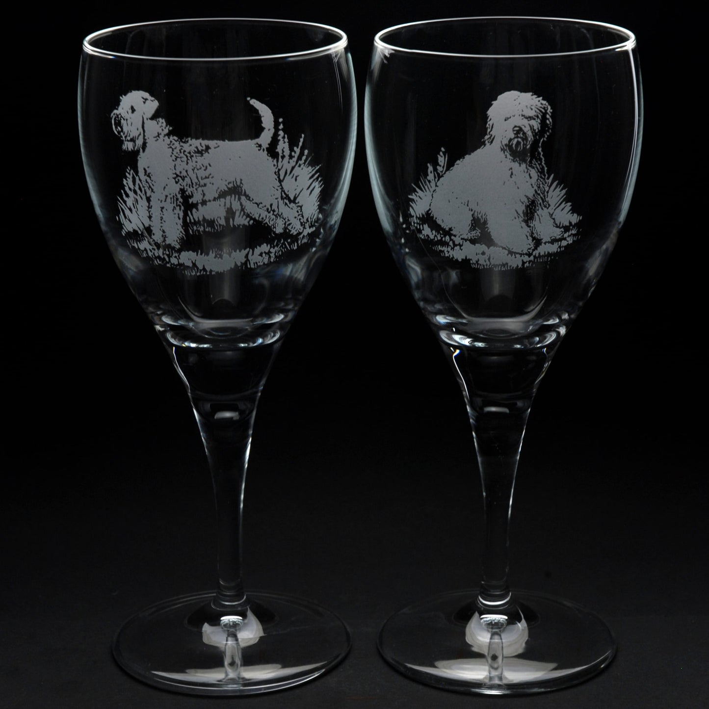 Wheaten Terrier Dog Crystal Wine Glass - Hand Etched/Engraved Gift