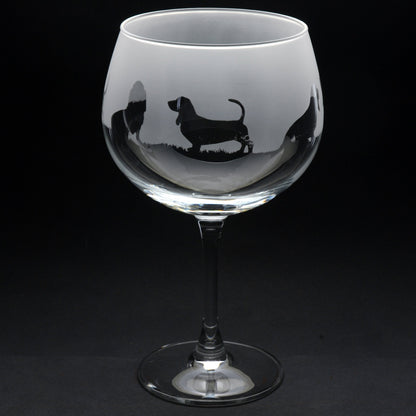 Basset Hound Dog Gin Cocktail Glass - Hand Etched/Engraved Gift