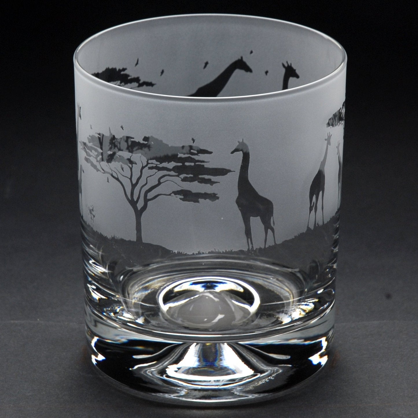 Giraffe Whiskey Tumbler Glass - Hand Etched/Engraved Gift