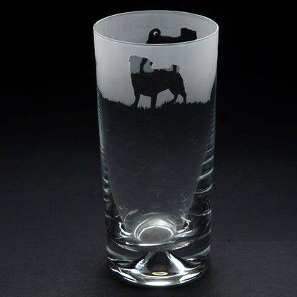 Pug Dog Highball Glass - Hand Etched/Engraved Gift