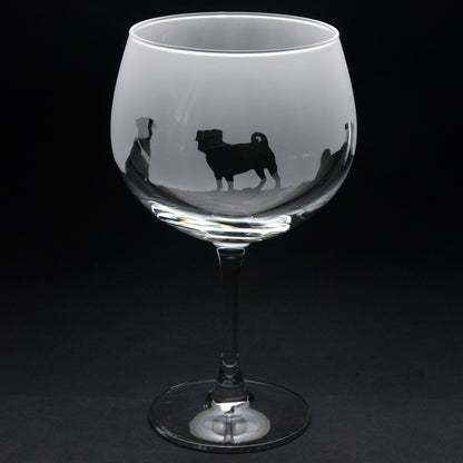 Pug Dog Gin Cocktail Glass - Hand Etched/Engraved Gift