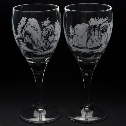 Pekingese Dog Crystal Wine Glass - Hand Etched/Engraved Gift