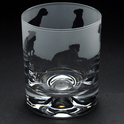 Border Terrier Dog Whiskey Tumbler Glass - Hand Etched/Engraved Gift