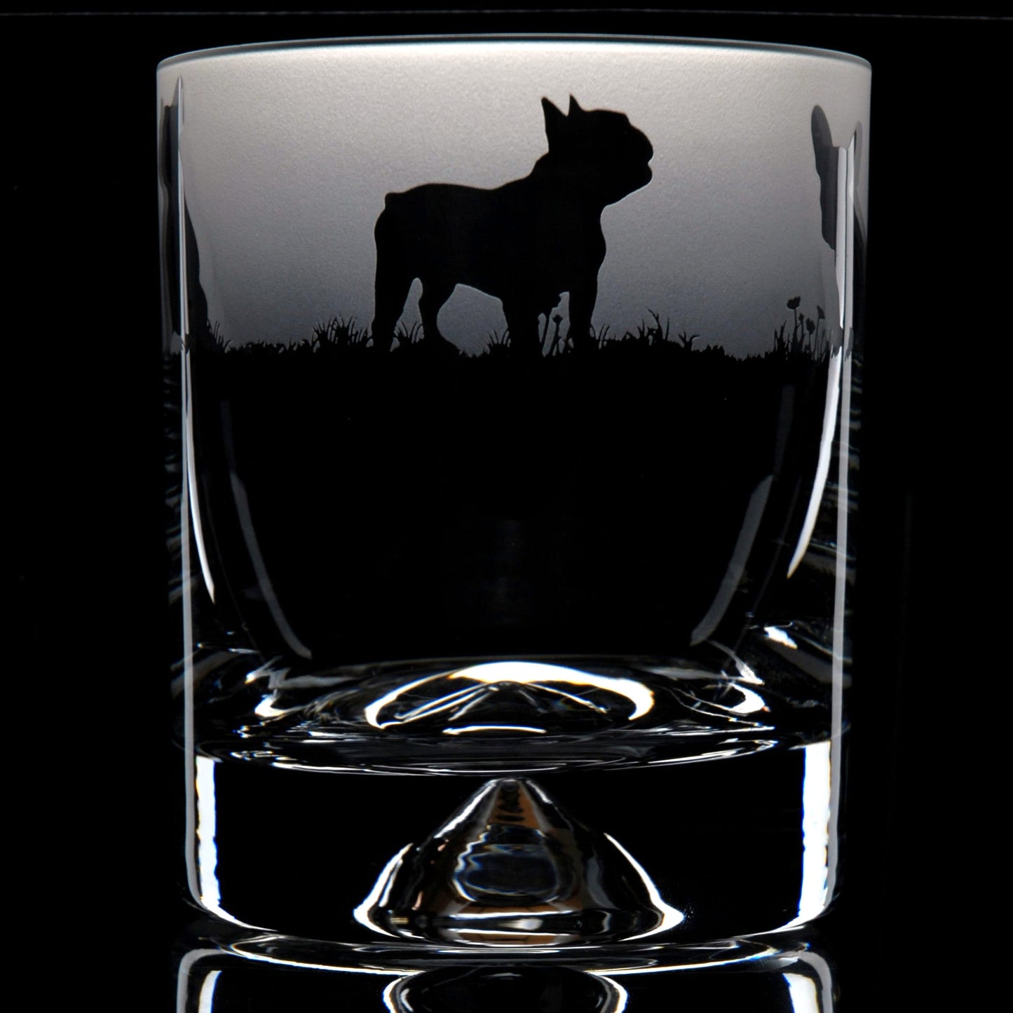 French Bulldog Dog Whiskey Tumbler Glass - Hand Etched/Engraved Gift