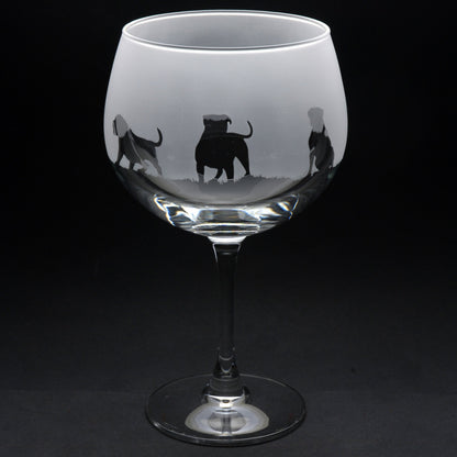 American Bulldog Dog Gin Cocktail Glass - Hand Etched/Engraved Gift