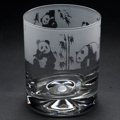 Panda Whiskey Tumbler Glass - Hand Etched/Engraved Gift