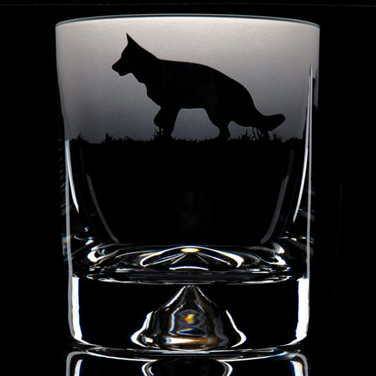 German Shepherd Dog Whiskey Tumbler Glass - Hand Etched/Engraved Gift