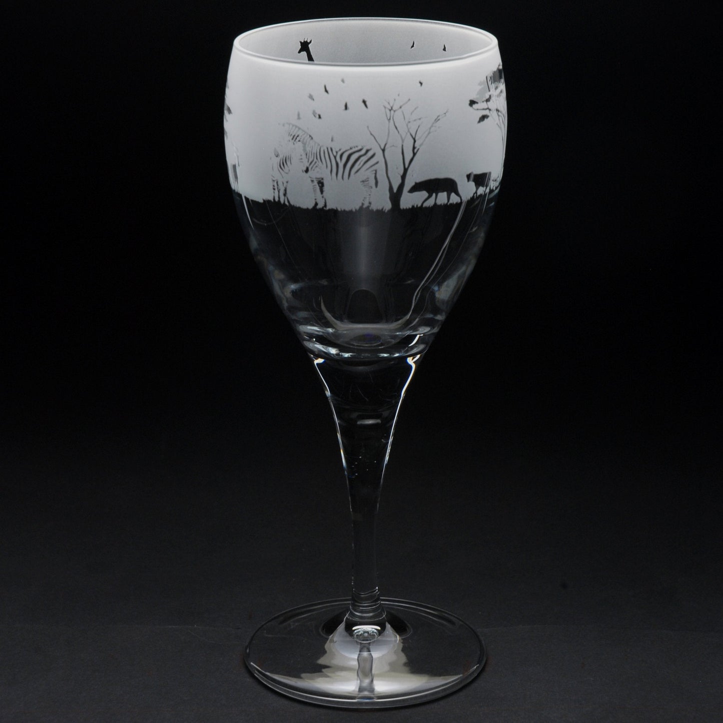 Safari Crystal Wine Glass - Hand Etched/Engraved Gift