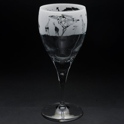 Giraffe Crystal Wine Glass - Hand Etched/Engraved Gift