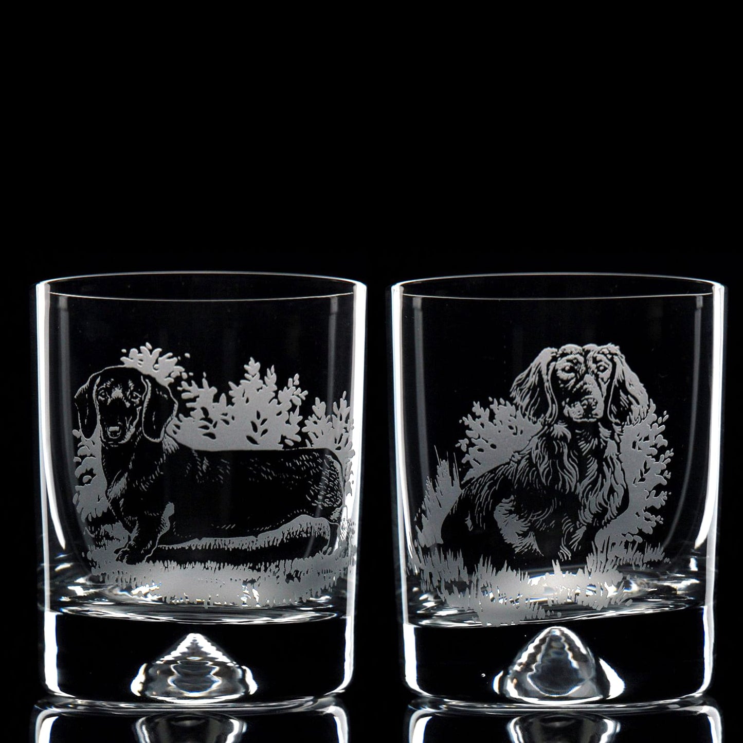 Dachshund Dog Whiskey Tumbler Glass - Hand Etched/Engraved Gift