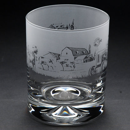 Farm Animals Whiskey Tumbler Glass - Hand Etched/Engraved Gift