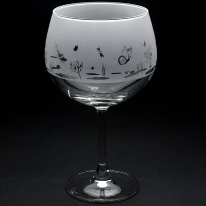 Butterfly and Dragonfly Gin Cocktail Glass - Hand Etched/Engraved Gift