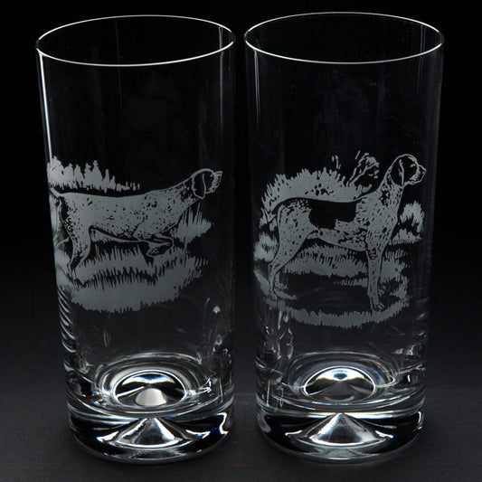 German Pointer Dog Highball Glass - Hand Etched/Engraved Gift