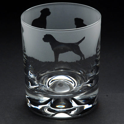 Border Terrier Dog Whiskey Tumbler Glass - Hand Etched/Engraved Gift