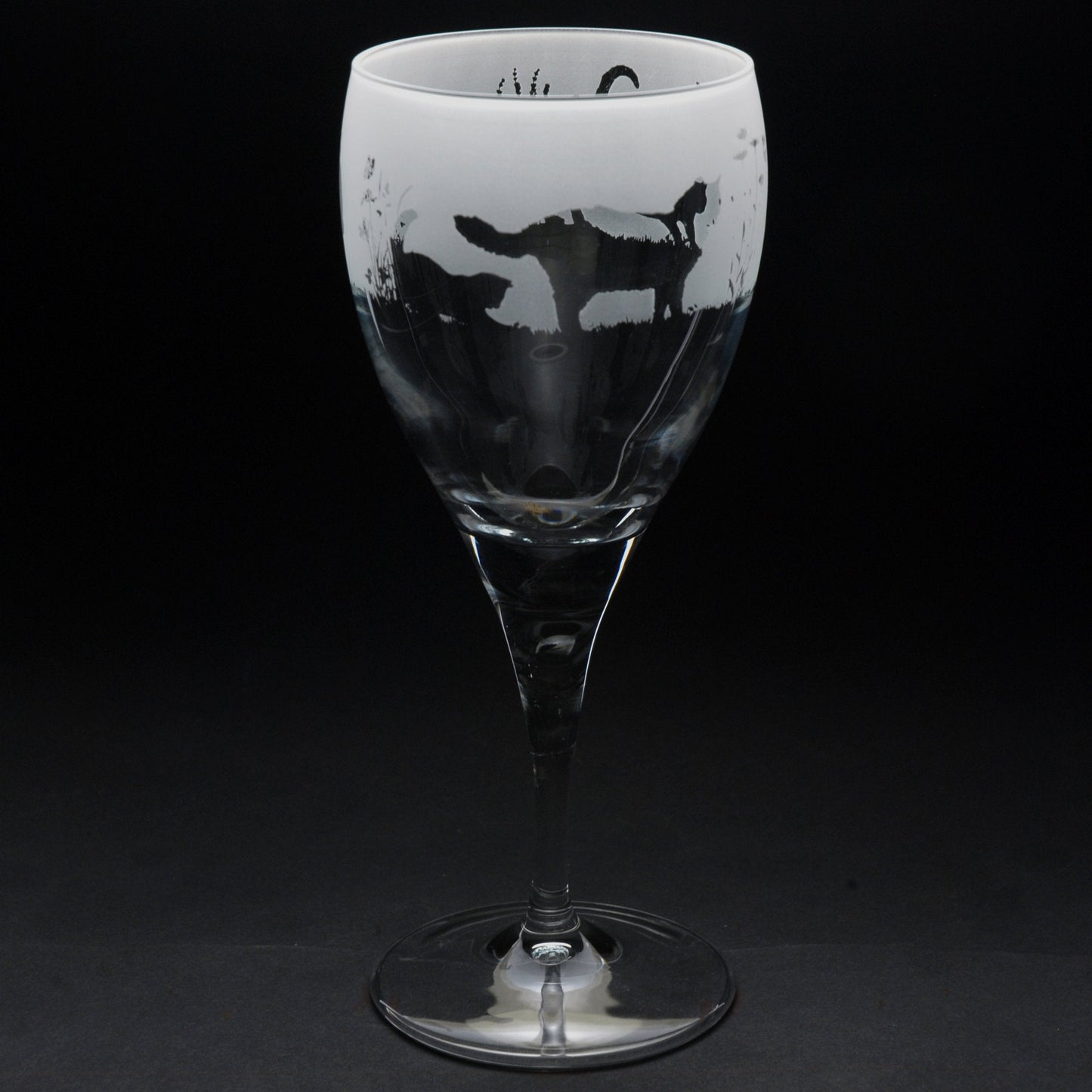 Garden Cats Crystal Wine Glass - Hand Etched/Engraved Gift