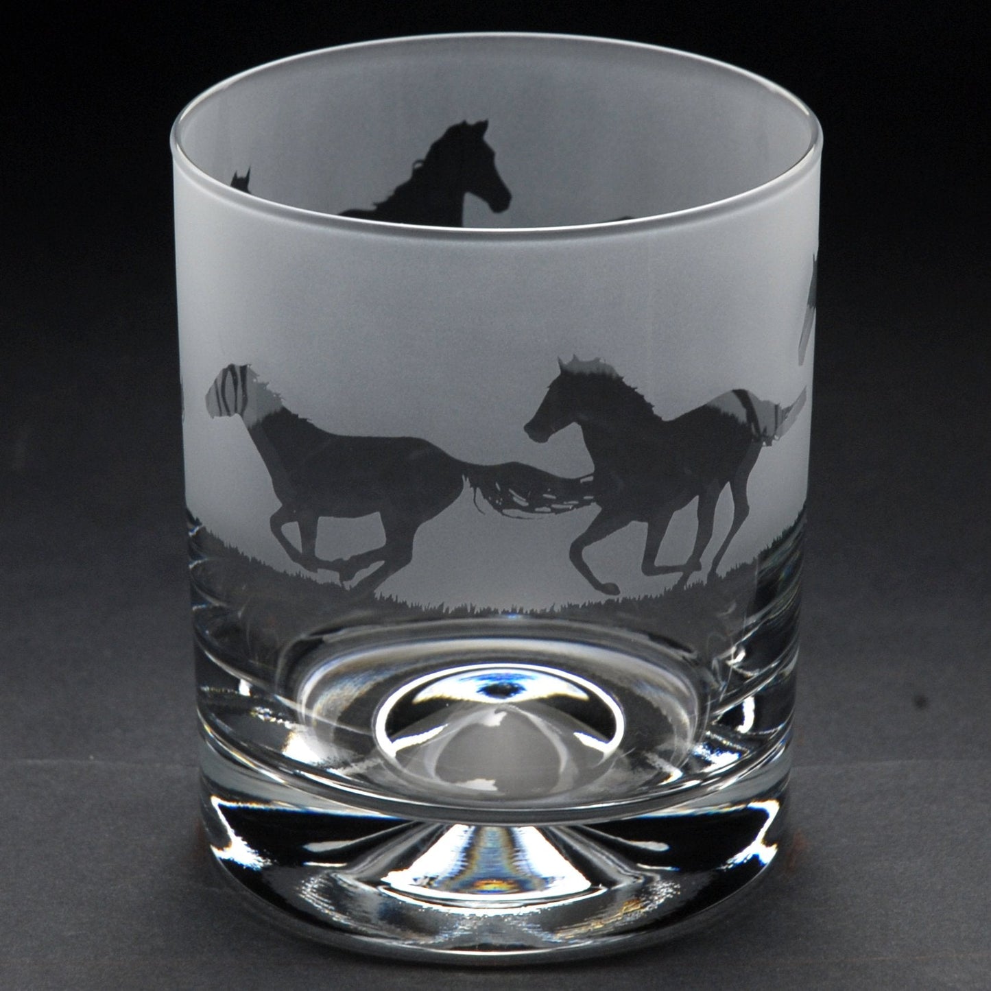 Galloping Horse Whiskey Tumbler Glass - Hand Etched/Engraved Gift