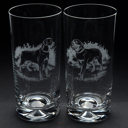 Rottweiler Dog Highball Glass - Hand Etched/Engraved Gift