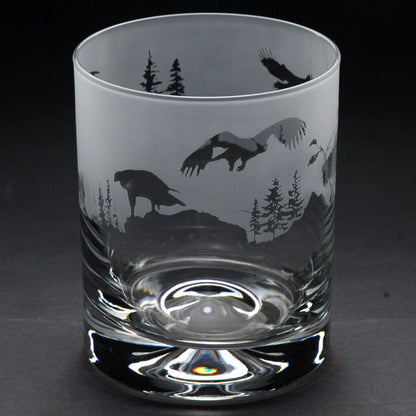 Golden Eagle Whiskey Tumbler Glass - Hand Etched/Engraved Gift