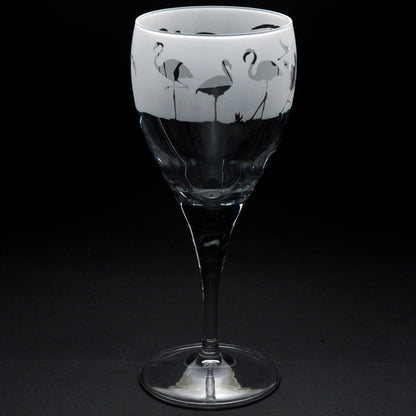 Flamingo Crystal Wine Glass - Hand Etched/Engraved Gift