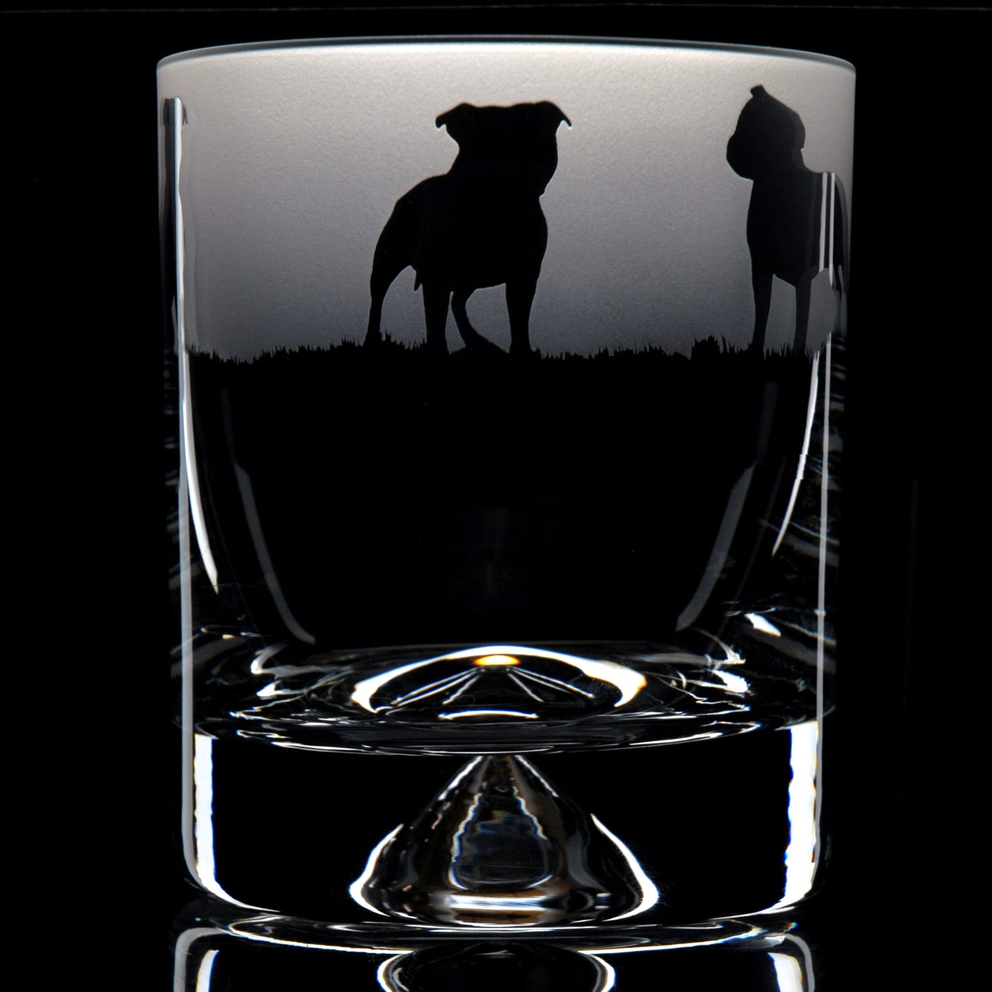 Staffy Dog Whiskey Tumbler Glass - Hand Etched/Engraved Gift