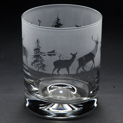 Stag Whiskey Tumbler Glass - Hand Etched/Engraved Gift