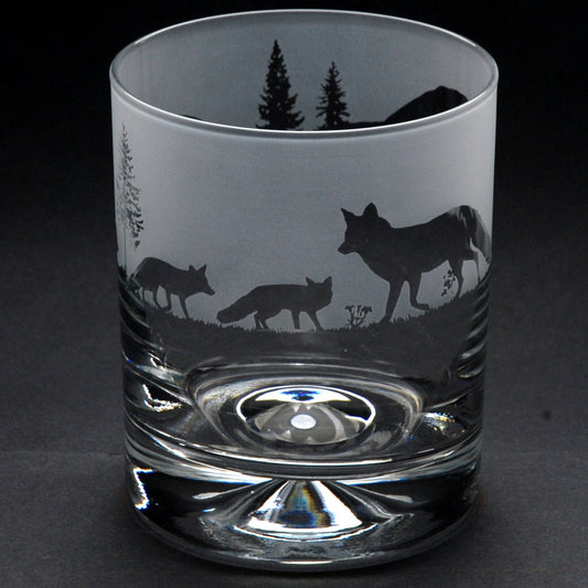 Fox Whiskey Tumbler Glass - Hand Etched/Engraved Gift