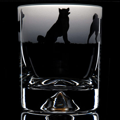 Akita Dog Whiskey Tumbler Glass - Hand Etched/Engraved Gift