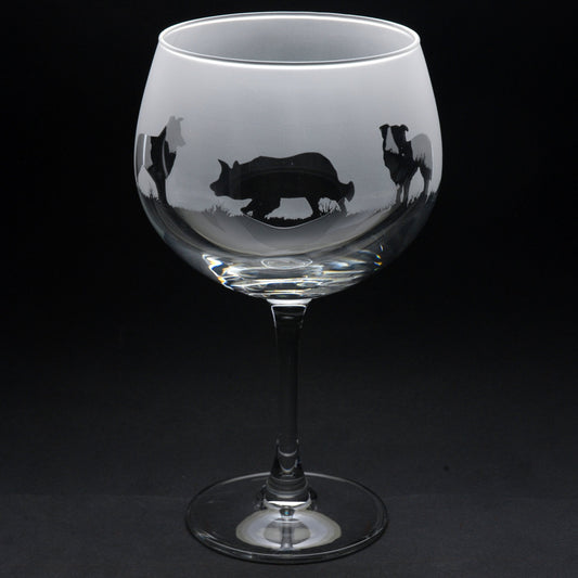 Border Collie Dog Gin Cocktail Glass - Hand Etched/Engraved Gift