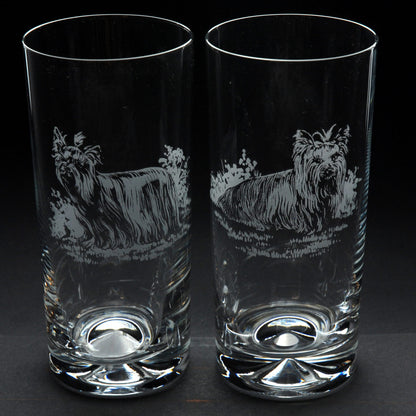 Yorkie Dog Highball Glass - Hand Etched/Engraved Gift