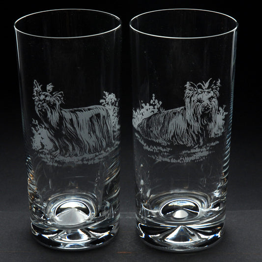 Yorkie Dog Highball Glass - Hand Etched/Engraved Gift