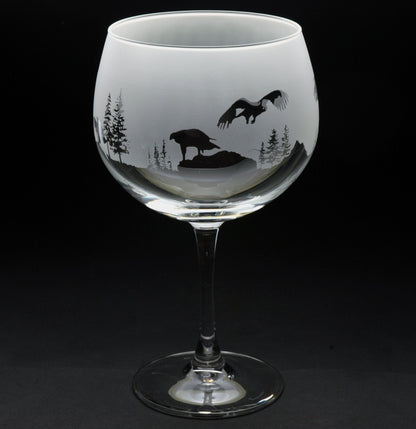 Golden Eagle Gin Cocktail Glass - Hand Etched/Engraved Gift