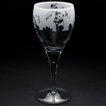 Panda Crystal Wine Glass - Hand Etched/Engraved Gift