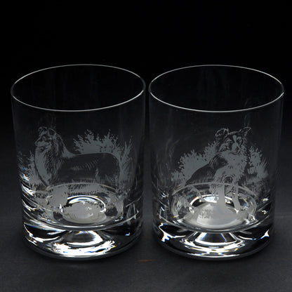 Sheltie Dog Whiskey Tumbler Glass - Hand Etched/Engraved Gift