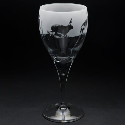 Hare Crystal Wine Glass - Hand Etched/Engraved Gift