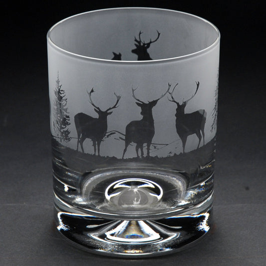 Stag Whiskey Tumbler Glass - Hand Etched/Engraved Gift