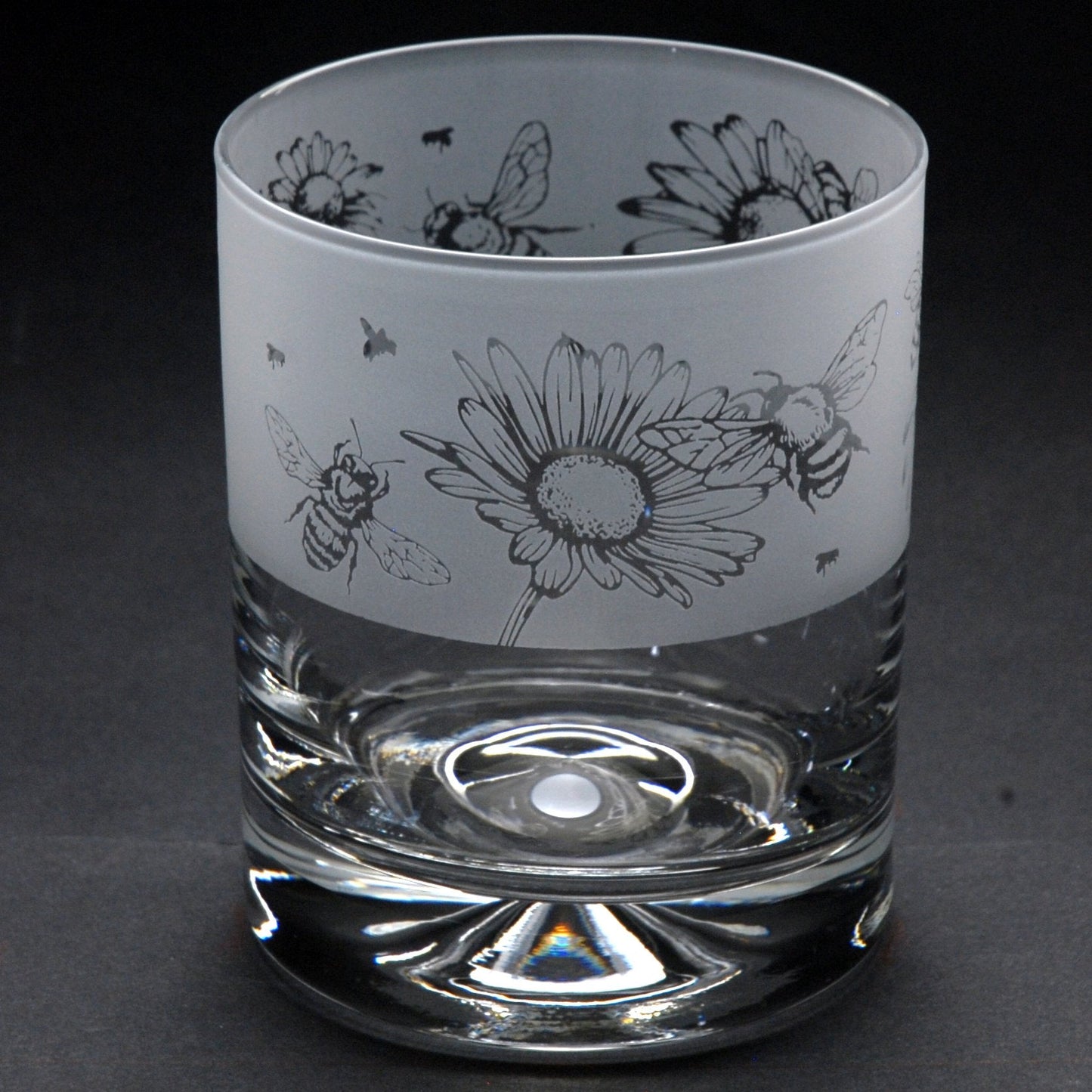 Bee Whiskey Tumbler Glass - Hand Etched/Engraved Gift