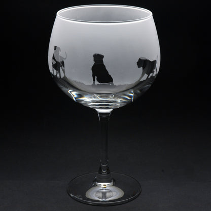 American Bulldog Dog Gin Cocktail Glass - Hand Etched/Engraved Gift