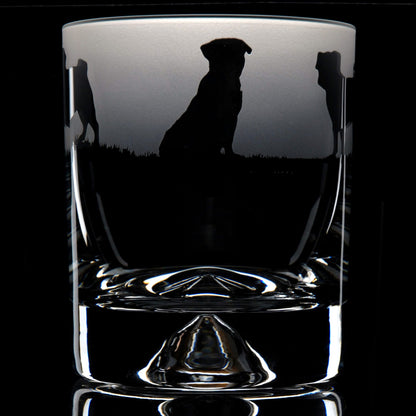 Pug Dog Whiskey Tumbler Glass - Hand Etched/Engraved Gift