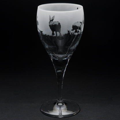 Hare Crystal Wine Glass - Hand Etched/Engraved Gift