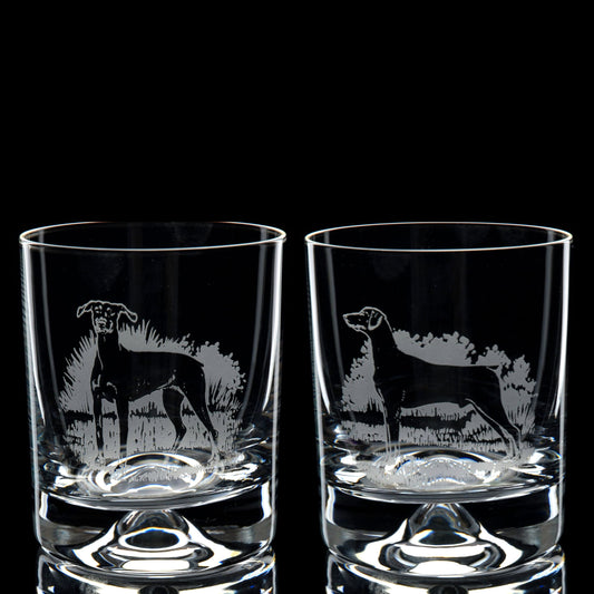 Dobermann Dog Whiskey Tumbler Glass - Hand Etched/Engraved Gift