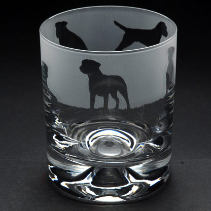 Border Terrier Dog Whiskey Tumbler Glass - Hand Etched/Engraved Gift