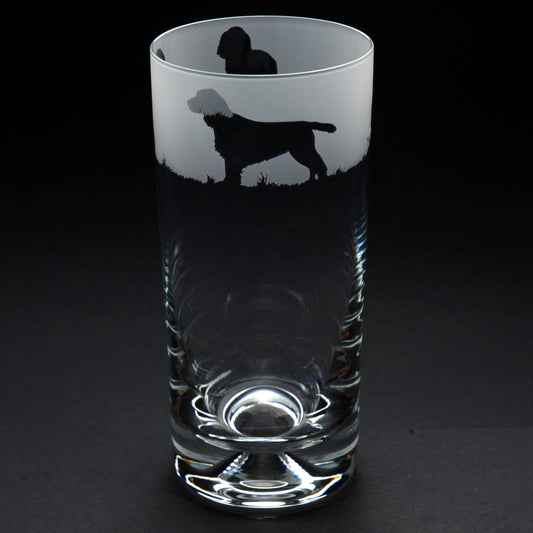 Springer Spaniel Dog Highball Glass - Hand Etched/Engraved Gift