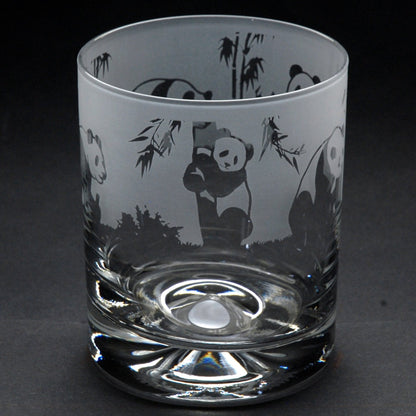 Panda Whiskey Tumbler Glass - Hand Etched/Engraved Gift