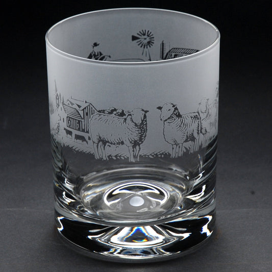 Farm Animals Whiskey Tumbler Glass - Hand Etched/Engraved Gift