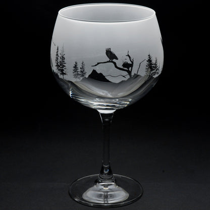 Owl Gin Cocktail Glass - Hand Etched/Engraved Gift