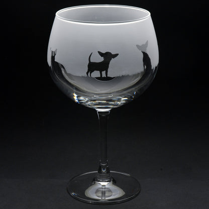 Chihuahua Dog Gin Cocktail Glass - Hand Etched/Engraved Gift