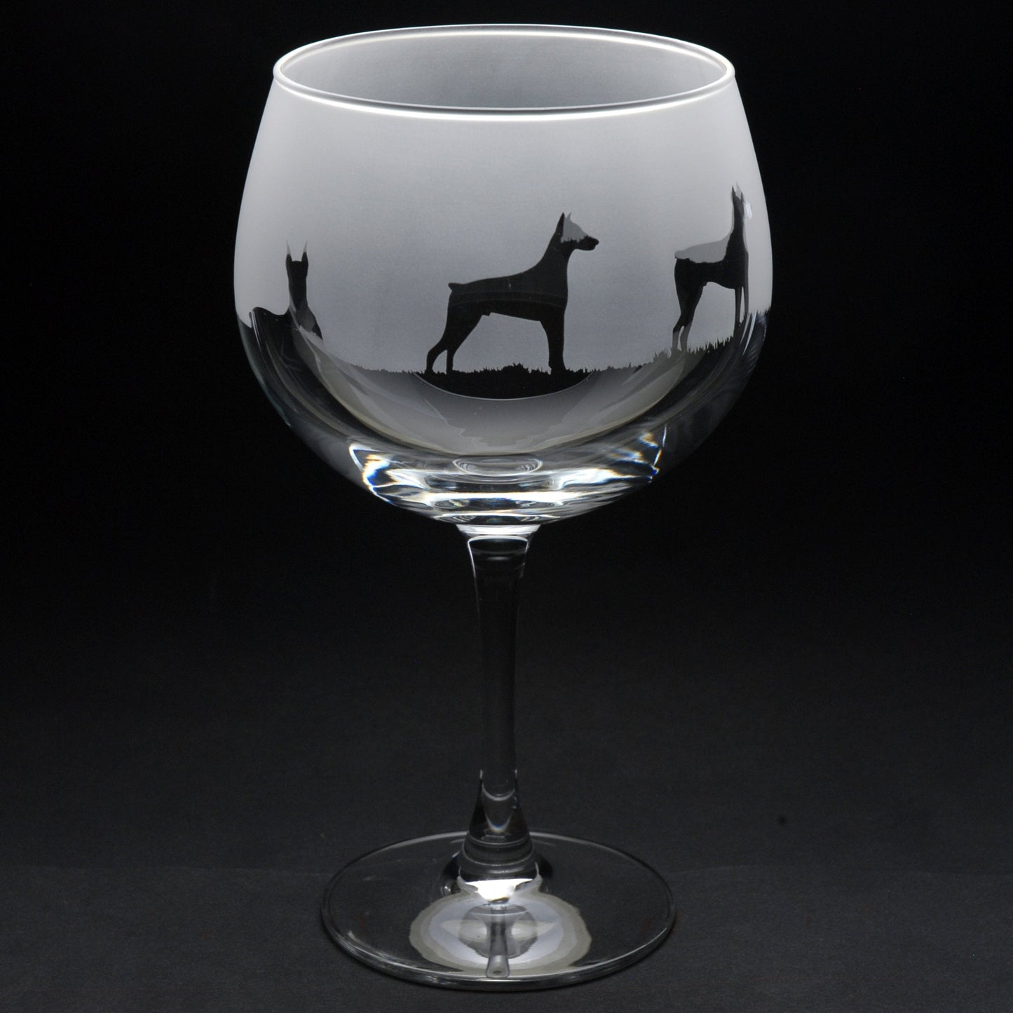 Dobermann Dog Gin Cocktail Glass - Hand Etched/Engraved Gift